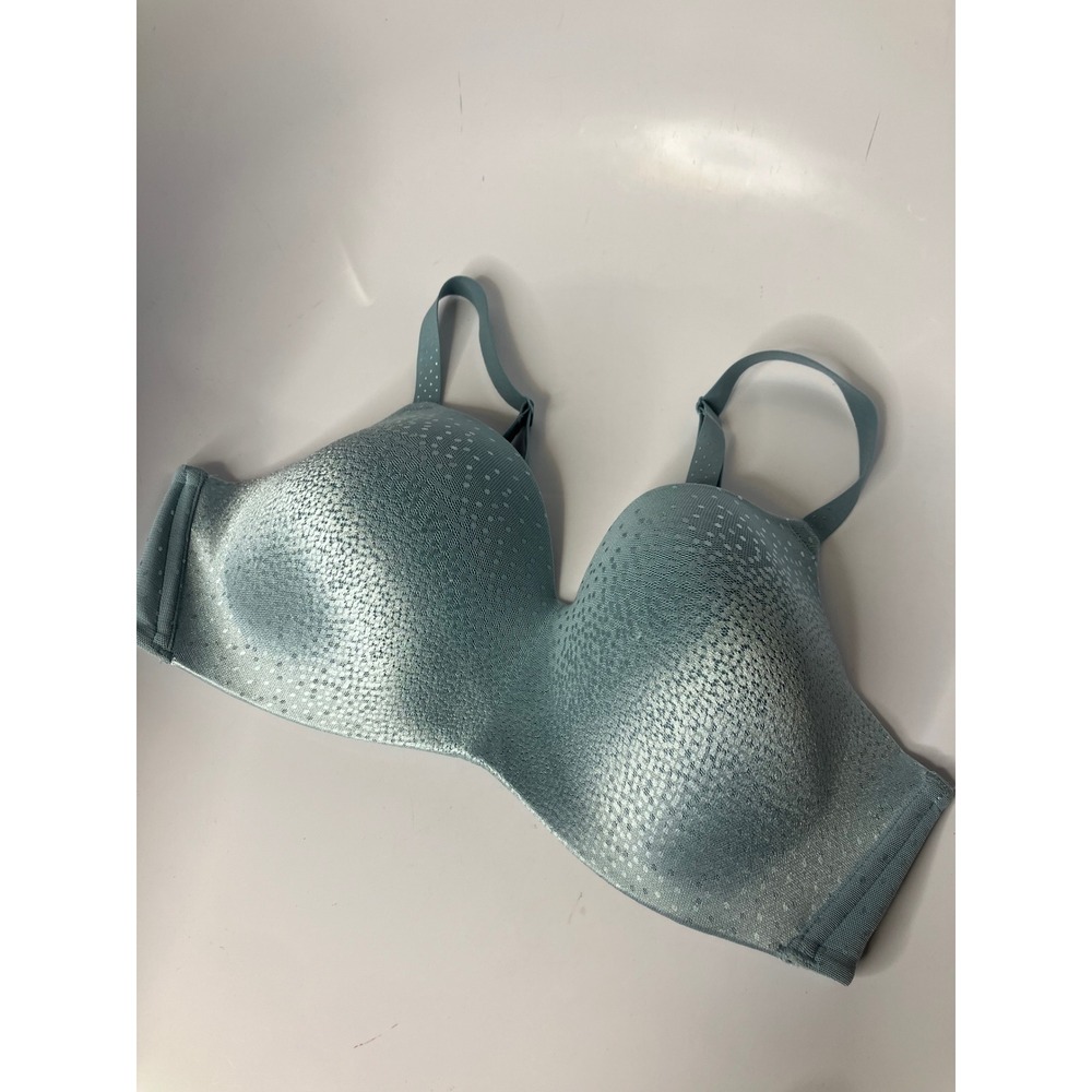 Wacoal B-Smooth Wireless Bra Womens 38D Blue Excellent Metallic Dot 856303
